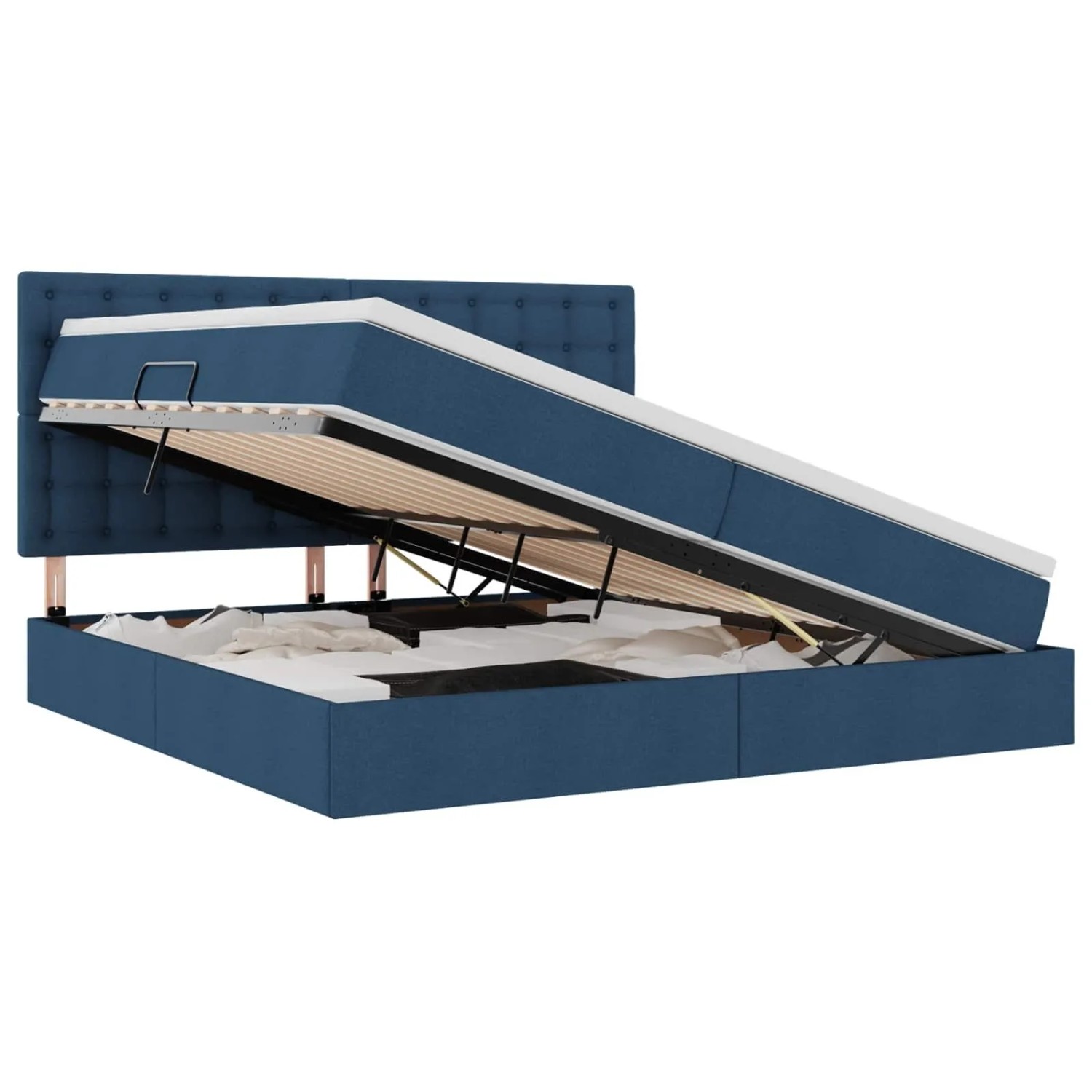 vidaXL Bett mit LED-Lichtleisten mit Kopfteil Blau 200 x 200 cm Stoff 3372569