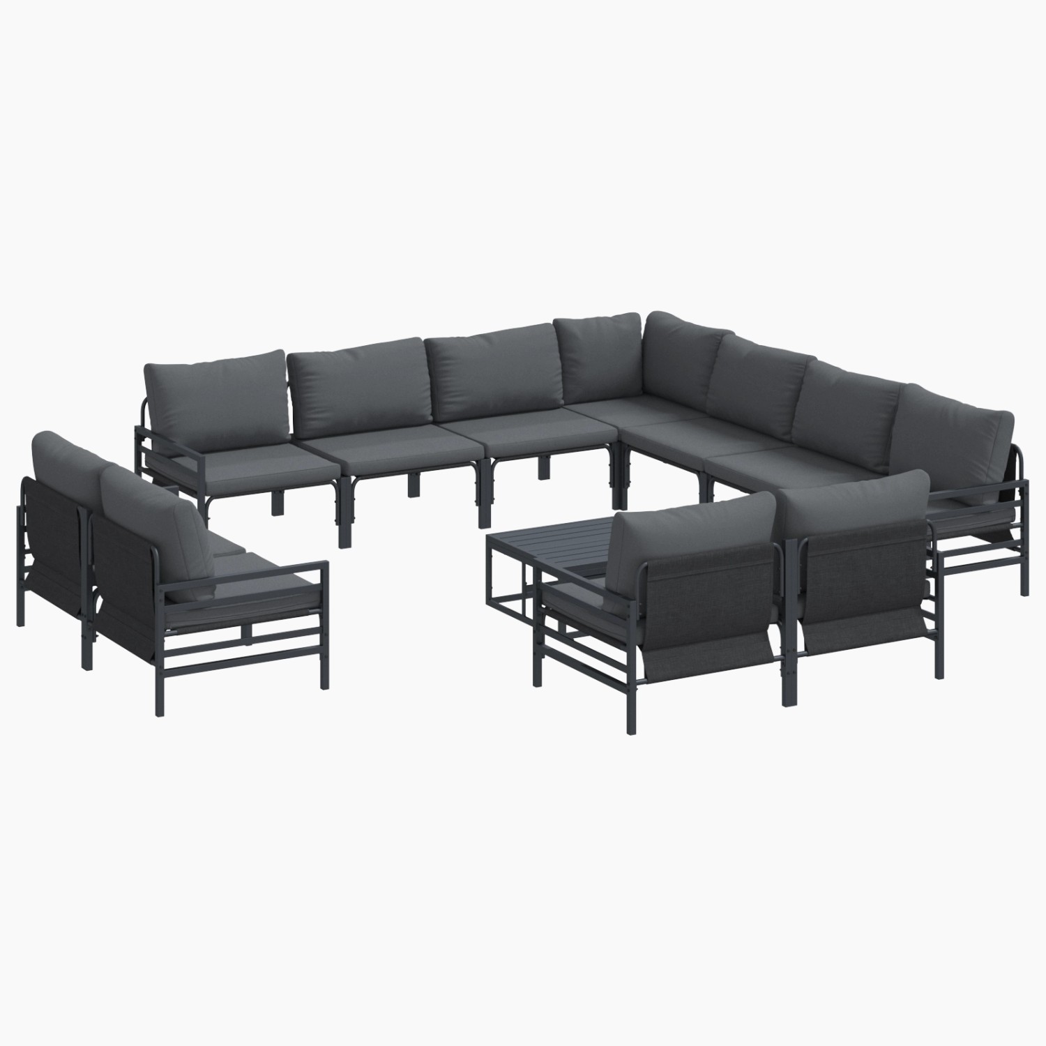 vidaXL Garten-Sofa-Set 12-Tlg Anthrazit Stahl 3379035 günstig online kaufen
