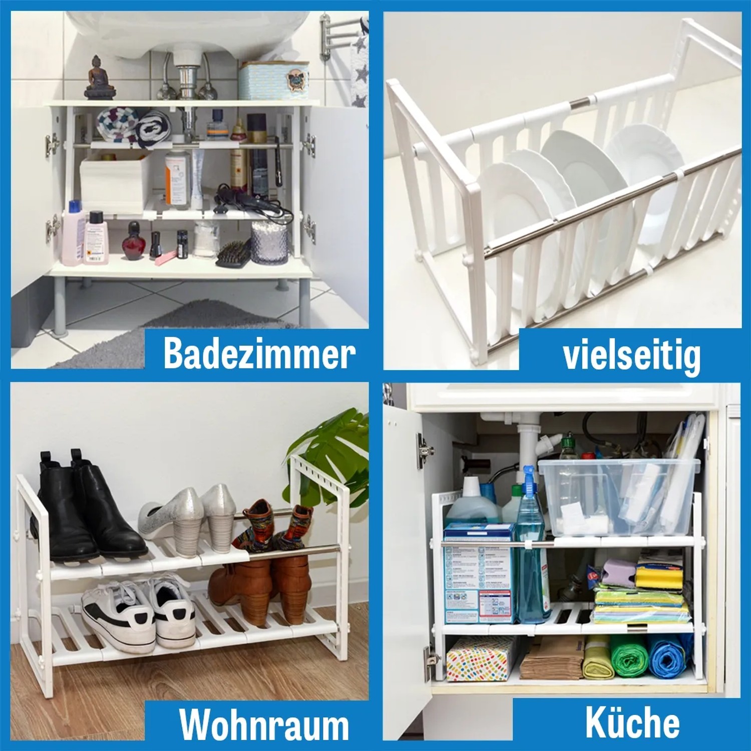2-teiliges Netz-Küchenregal Set – 33,3x25,9x14,6 Cm, Rutschfeste Füße, Für Schrank & Kühlschrank