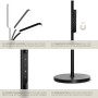 Schwarze Tectake LED Stehlampe mit Schwanenhals, dimmbar und mit Fernbedienung.