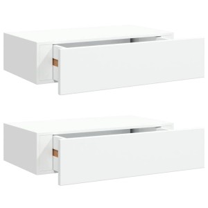 vidaXL Wandregale mit Schubladen 2 Stk Weiß 40x23,5x10 cm MDF 330242