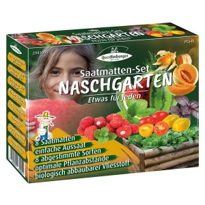 Quedlinburger Saatmatten Naschgarten Set mit verschiedenen Gemüsesorten.