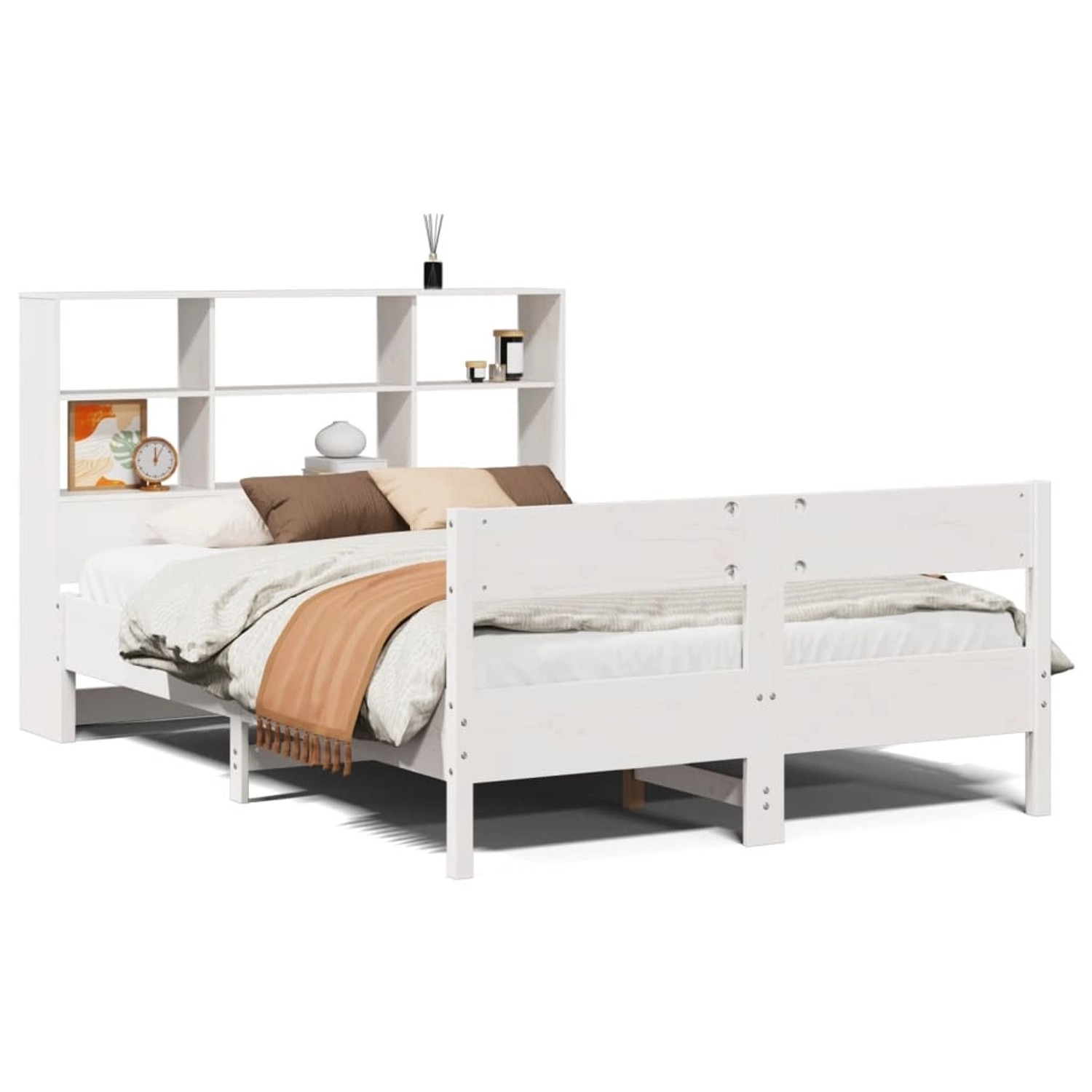 vidaXL Massivholzbett mit Regal ohne Matratze Weiß 120x200 cm Kiefer 332299 günstig online kaufen