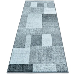 Moderner, anthrazitfarbener Teppichläufer nach Maß Lucano mit Quadrate-Muster, 80x100 cm.