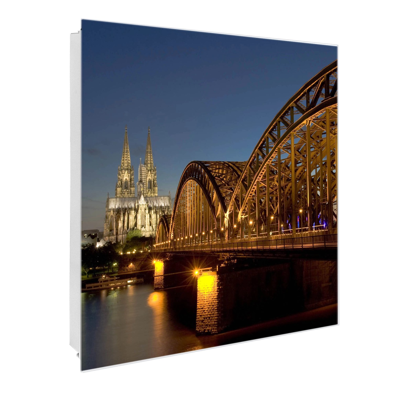 Banjado Großer Schlüsselkasten Glas 30x30cm Weiß Scharnier Links 50 Haken B günstig online kaufen