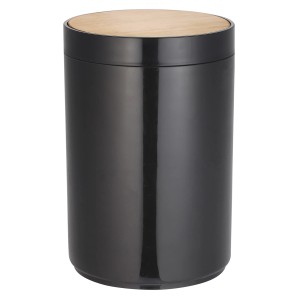 MSV Kosmetikeimer Oslo, 5 l, mattschwarz mit Bambusdeckel.