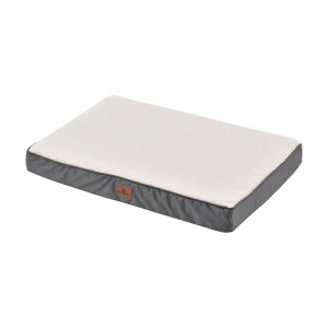 Beiges Juskys Hundebett Milow, orthopädisch, 76x51 cm, mit weicher Sherpa-Oberfläche.
