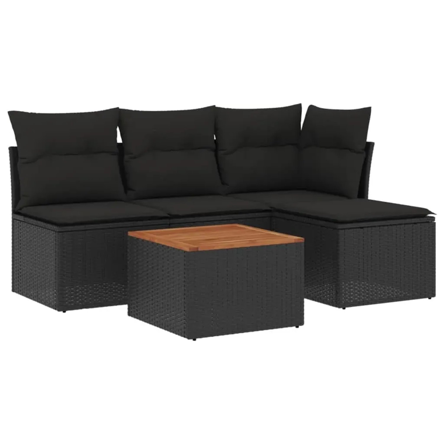vidaXL 5-Tlg Garten-Sofagarnitur mit Kissen Schwarz Poly Rattan 3255922 günstig online kaufen