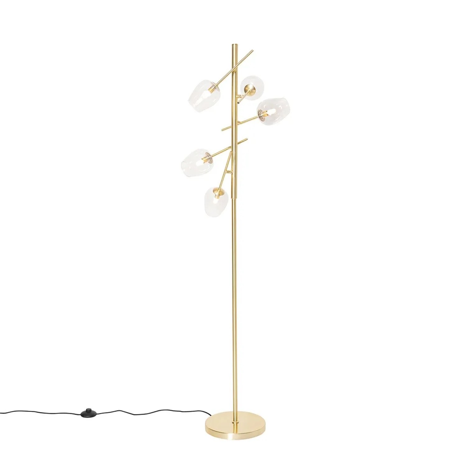 QAZQA Klassische Stehlampe Gold mit Glas Elien