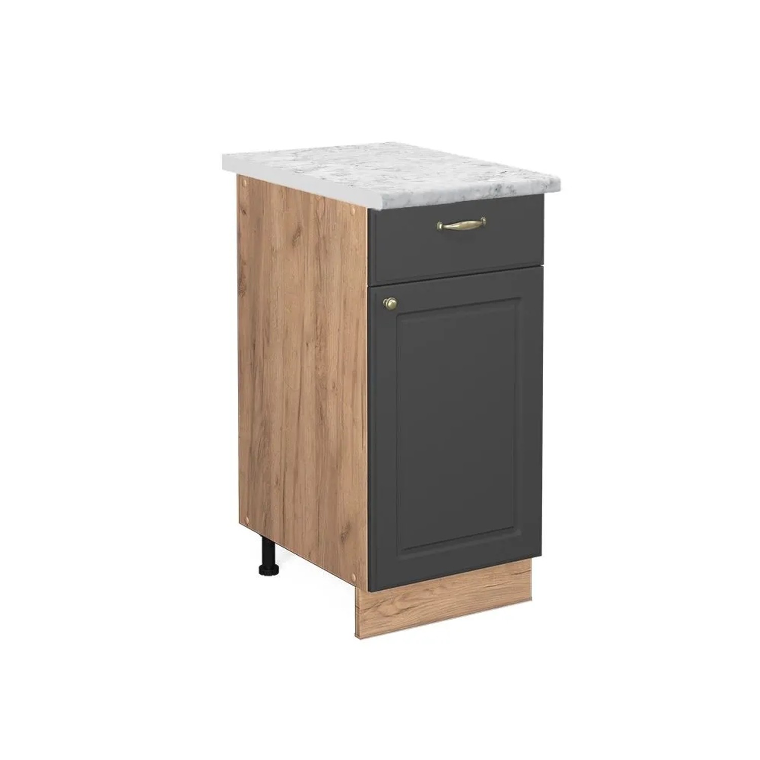 Vicco Küchenunterschrank Fame-Line Anthrazit-Gold Goldkraft Eiche 40 cm AP Marmor