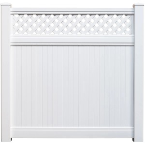 Weißes Kunststoffzaun Grundelement Eldorado-Line, 175x180cm, mit Lattenzaun-Abschluss.