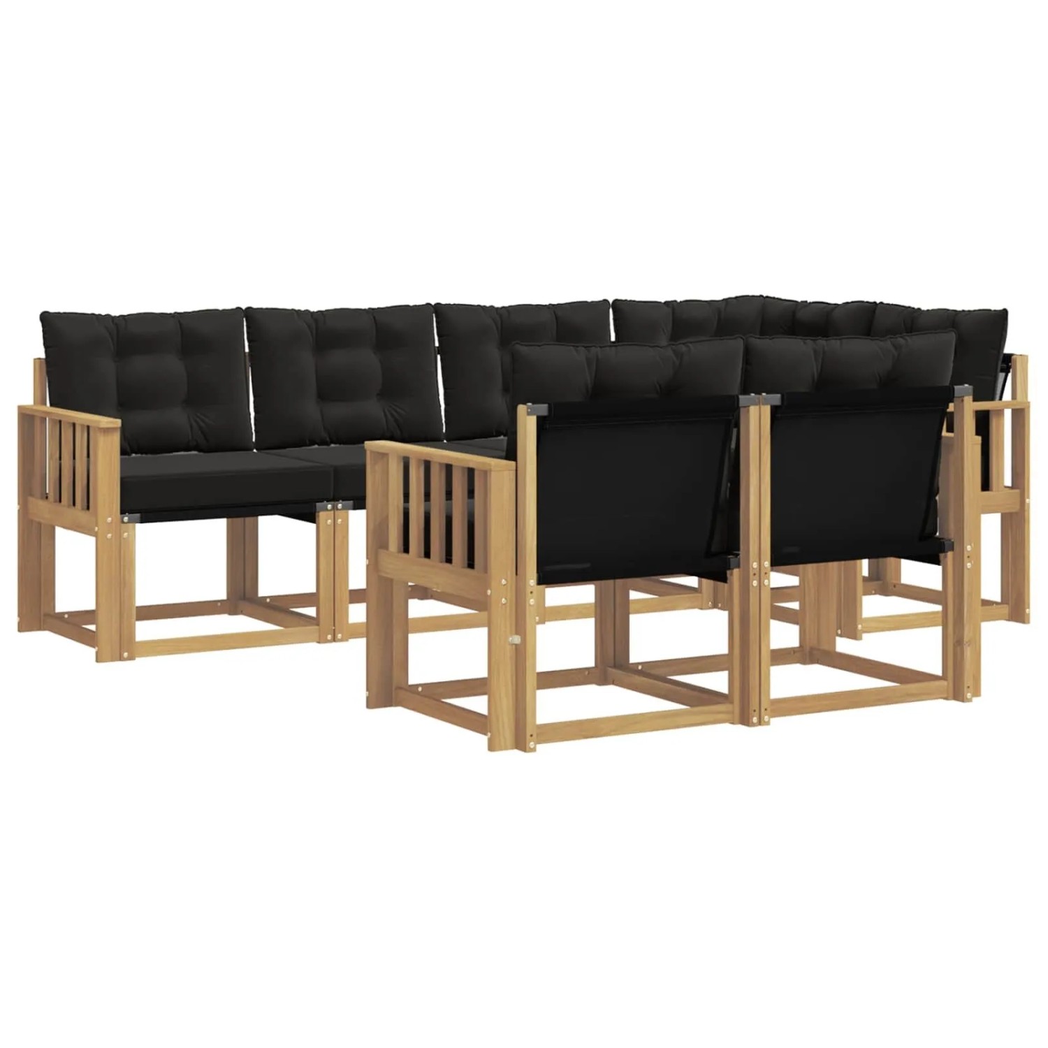 vidaXL Outdoor-Sofagarnitur mit Kissen 7-Tlg Weiß und Schwarz 3389570
