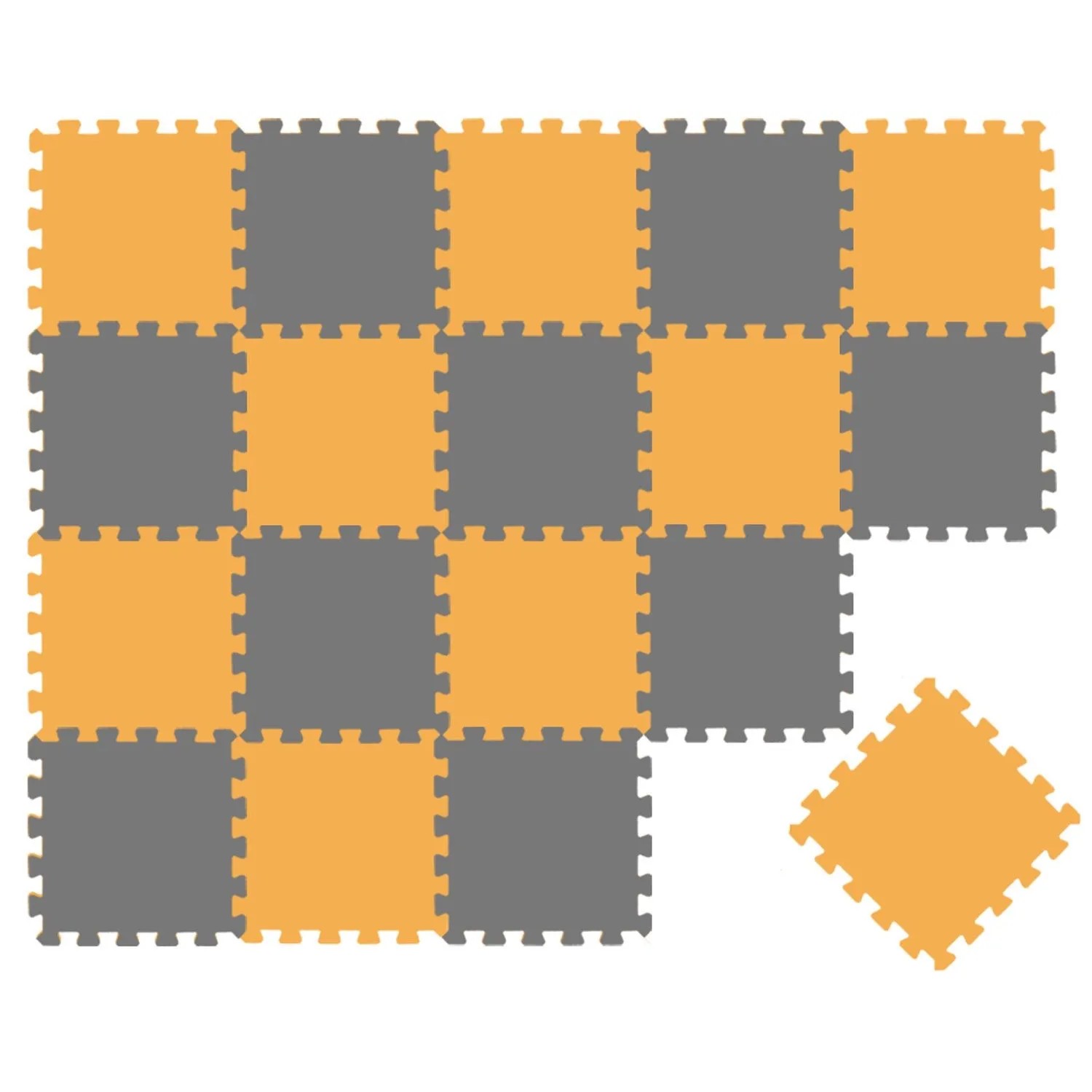 LittleTom Baby & Kinder Puzzlematte 30 x 30 cm 18 Stück Grau & Gelb