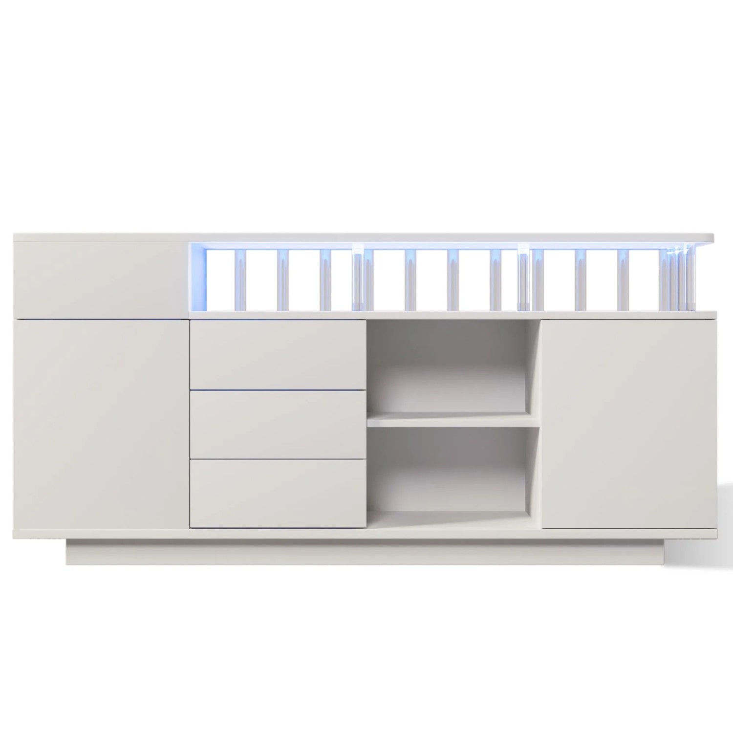 Merax Sideboard 160 cm LED Kommode Acrylstützen Stauraum