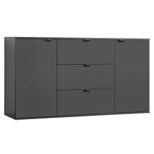 Anthrazitfarbenes mokebo Sideboard/Kommode mit 3 Schubladen und 2 Türen. Vielseitig als TV-Schrank nutzbar.