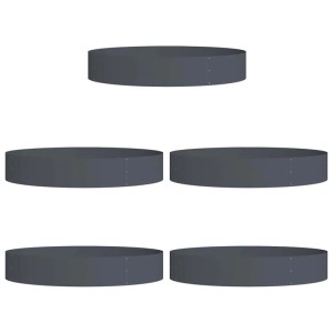 Set aus 5 anthrazitfarbenen vidaXL Pflanzenringen (120x120x20 cm) für den Garten.