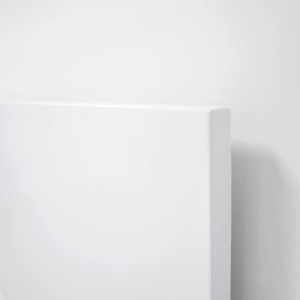 Detailansicht: Weiße Vasner Citara M Infrarotheizung, 450W Metall Flächenheizung.