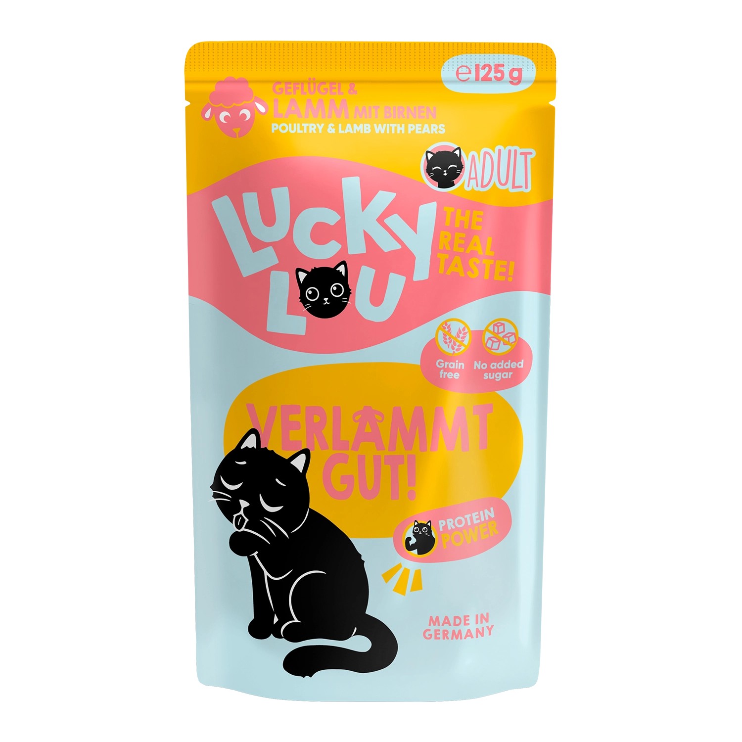 Lucky Lou Katzen-Nassfutter Lifestage Adult Geflügel & Lamm 125 g