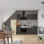 Moderne OPTIFIT Madrid420 Küchenzeile in Anthrazit, 210 cm breit, ohne E-Geräte.