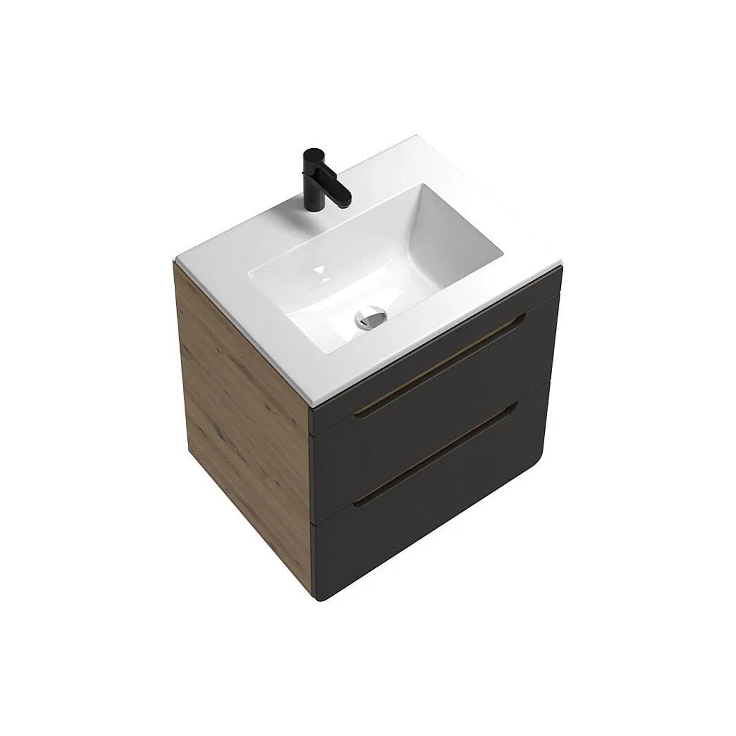 Vente-unique Einzelwaschtisch Aruba Anthrazitgrau  Naturfarben Hell 60 cm