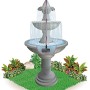 Illustration einer Heissner Eco Multifunktions-Teichpumpe in einem dreistufigen Brunnen.