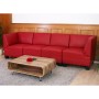 Rotes 4-Sitzer Sofa MCW Moncalieri mit hohen Armlehnen im Lounge-Stil.