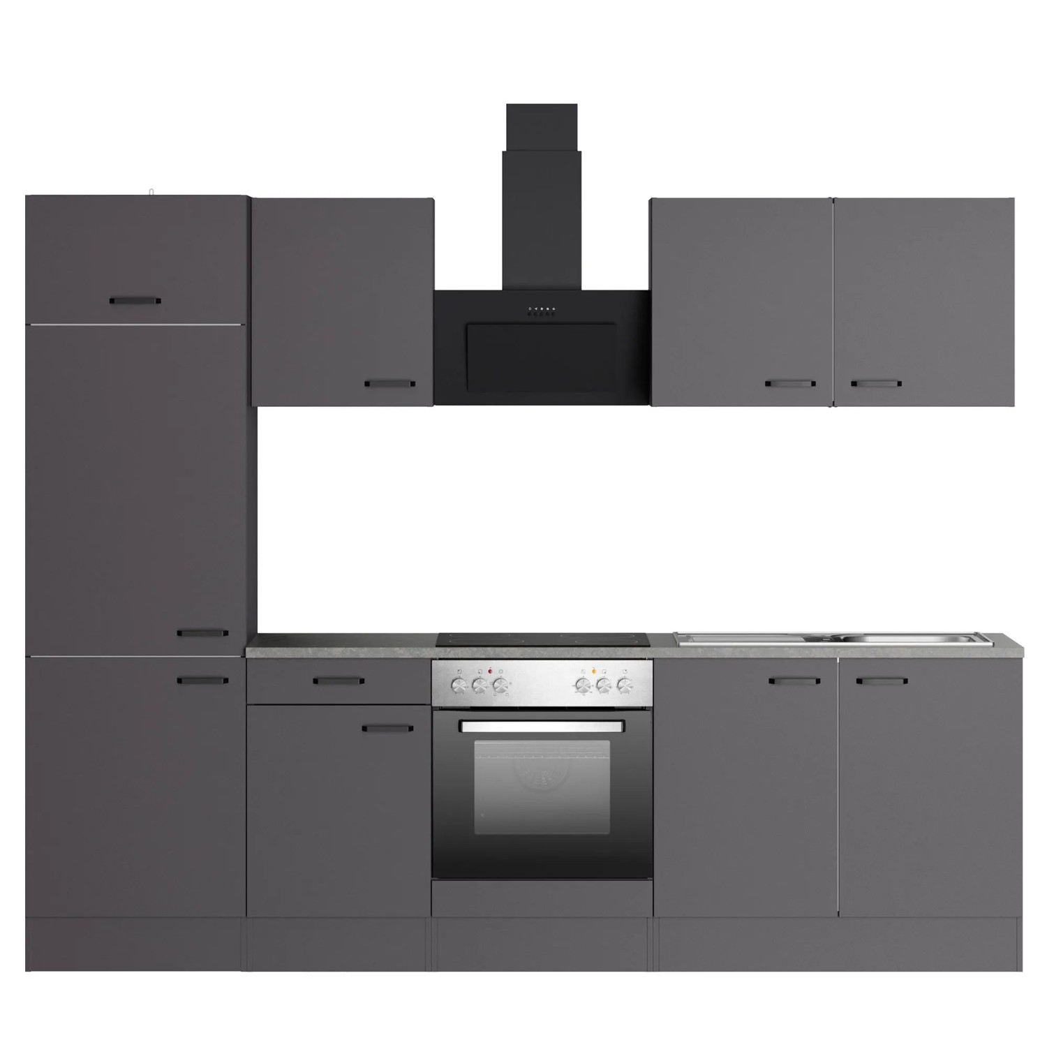 OPTIFIT Küchenzeile Kiel420 270 cm Anthrazit Matt mit E-Geräten
