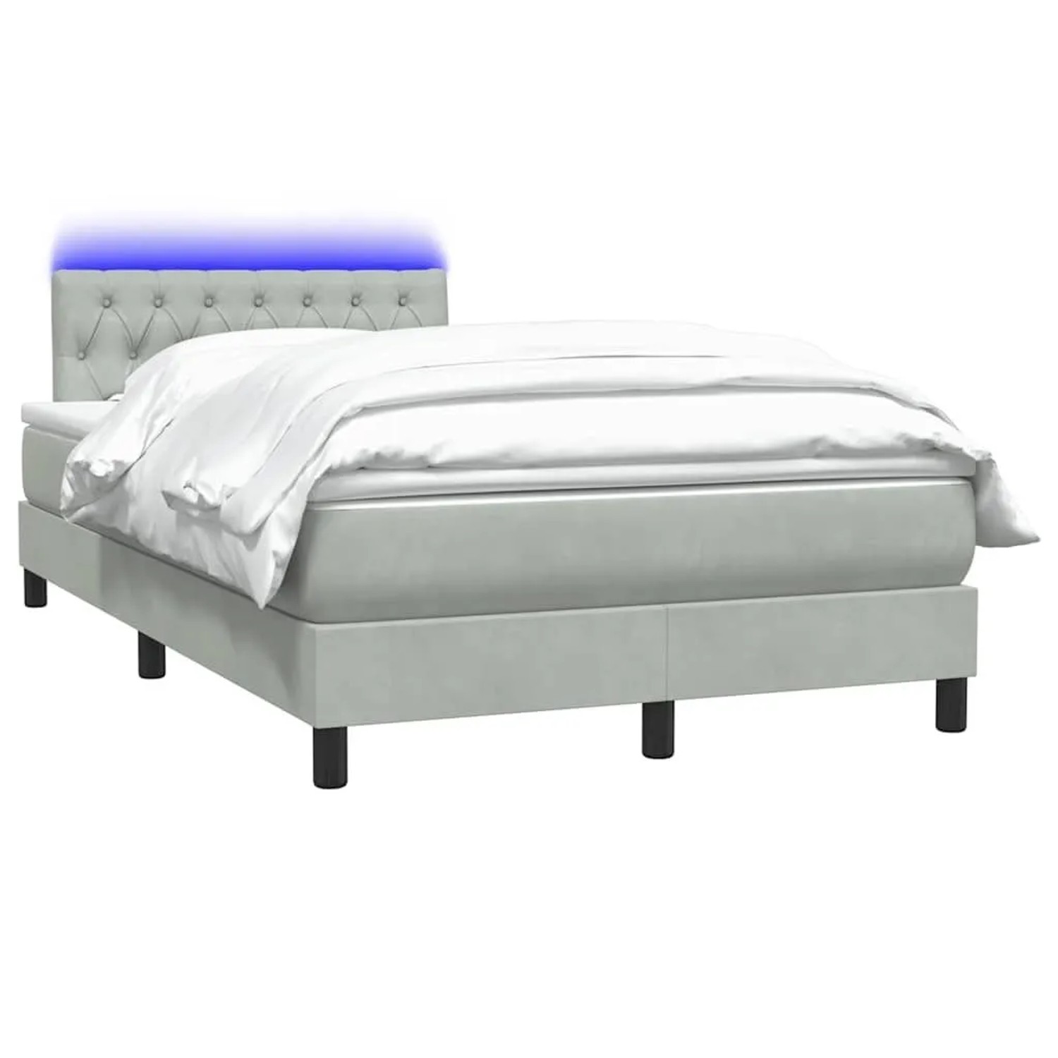 vidaXL Boxspringbett mit Matratze & LED Hellgrau 120x210 cm Samt 3317163 günstig online kaufen