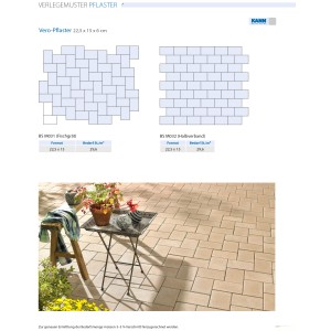 Verlegemuster für Beton Pflastersteine Vero silbergrau 22,5x15x6 cm, Fischgrät und Halbverband Muster.