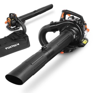 FUXTEC Profi Benzin-Laubsauger FX-LBS126P 3in1, schwarz-orange, mit Blasrohr, Saugrohr und Fangsack.