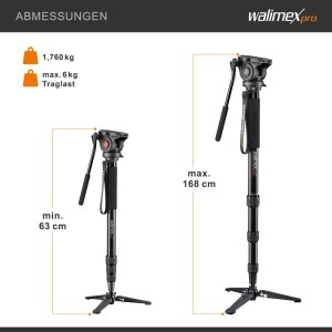 Walimex Pro Video Einbeinstativ Cineast Mono Videostativ Kamerastativ Monopod