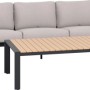 4-teiliges Lounge-Set Branford in Anthrazit-Beige mit Alu-Stahl-Gestell und Holzelementen.