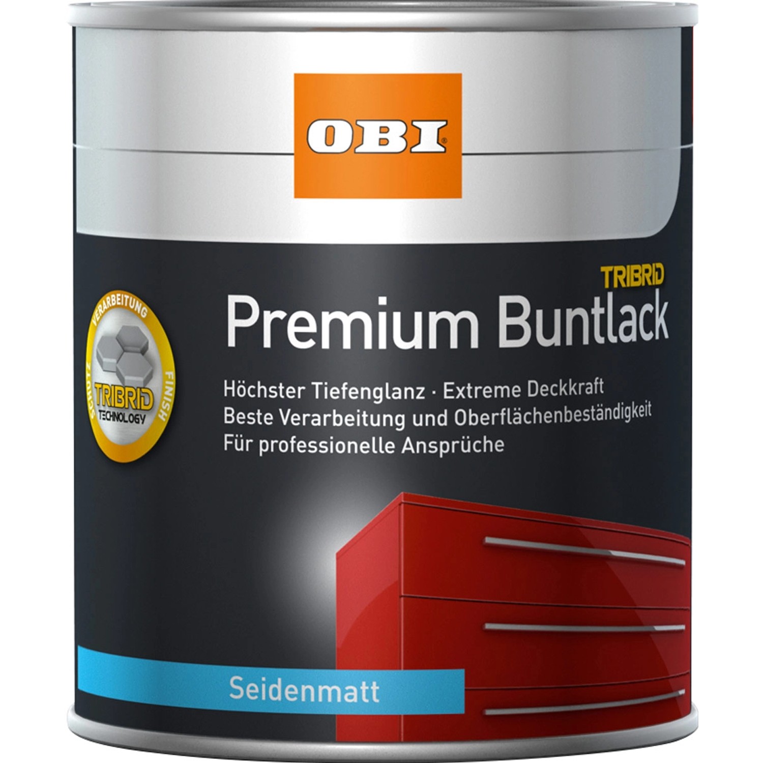 OBI Premium Buntlack Tribrid Feuerrot seidenmatt 125 ml