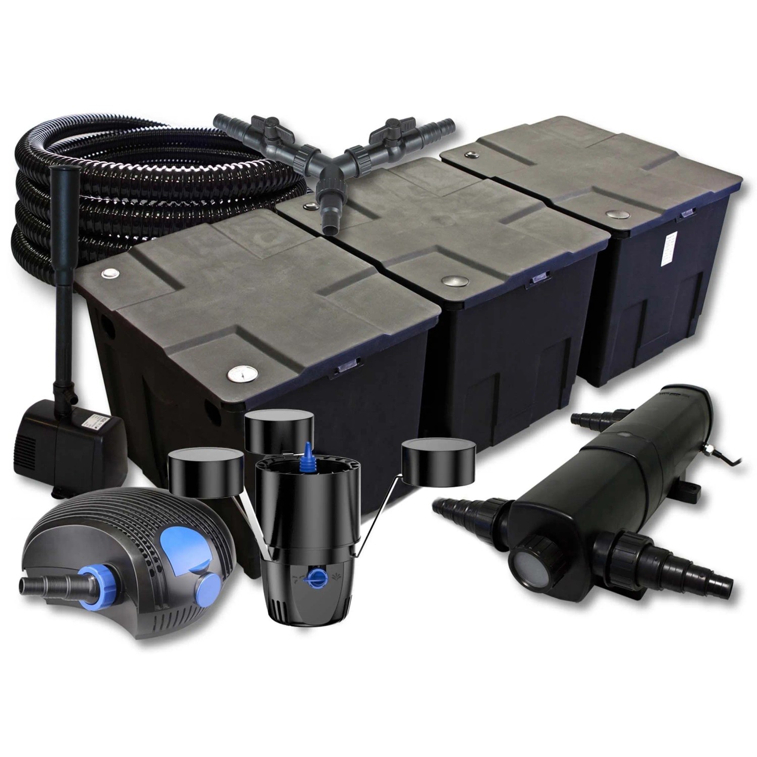 Sunsun Filter Set 90000L Teich 24W Uvc 100W Pumpe Schlauch Skimmer Springbrunnen