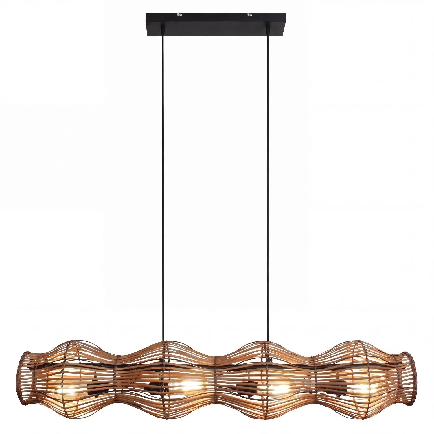 Licht-Erlebnisse Pendelleuchte Braun Bambus 107 CM Breit Höhhenverstellbar