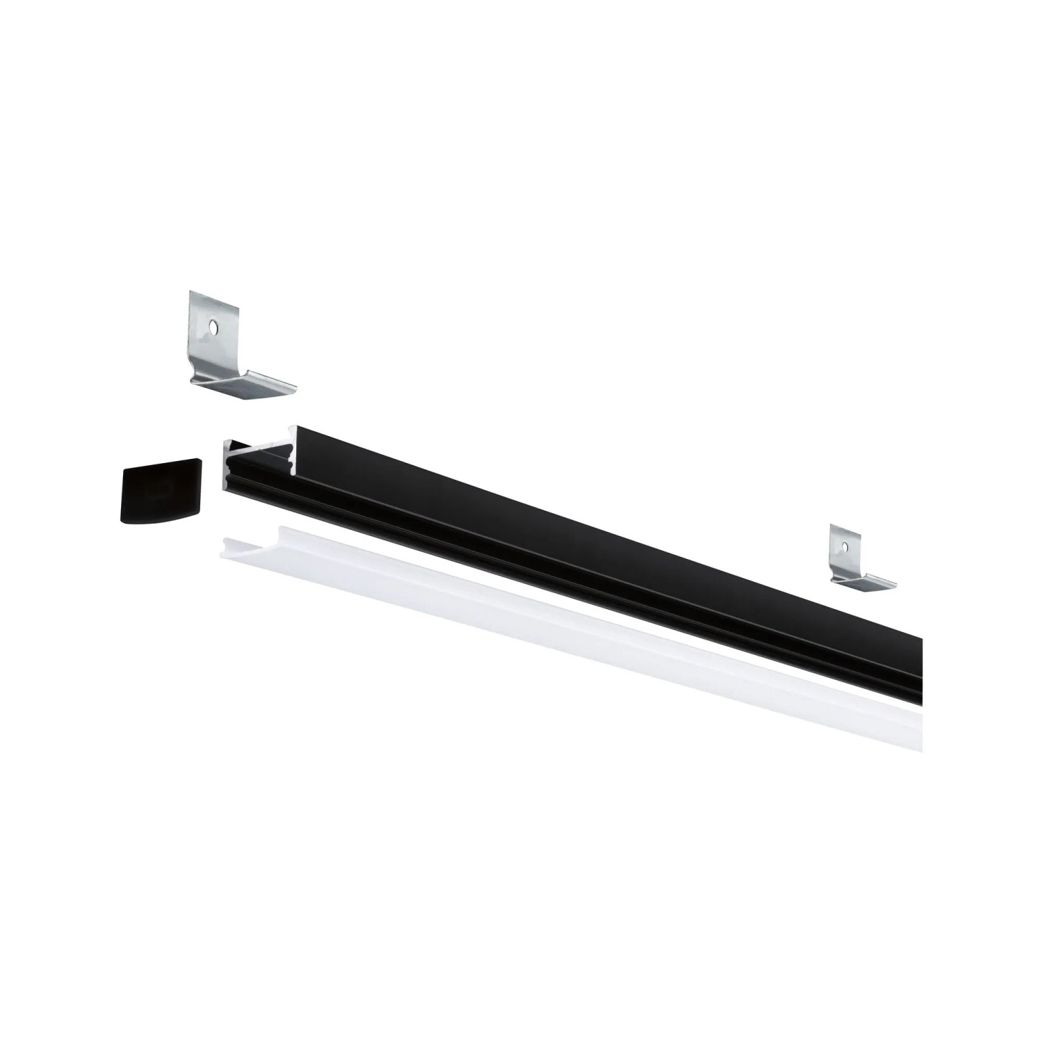 Paulmann Square Profil, 2 m, mit weißem Diffusor, eloxiert, für LED-Streifen. Inkl. Halterungen.