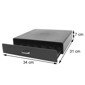 Schwarze MCW Schubladenbox L98 für Kaffeekapseln, Schublade geöffnet.