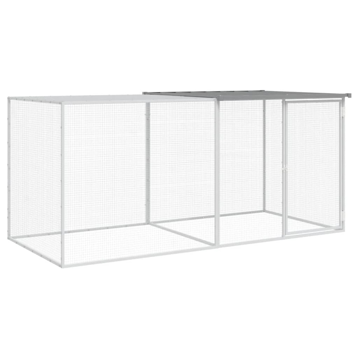 vidaXL Hühnerkäfig mit Dach Hellgrau 203x98x90 cm Verzinkter Stahl Modell 1