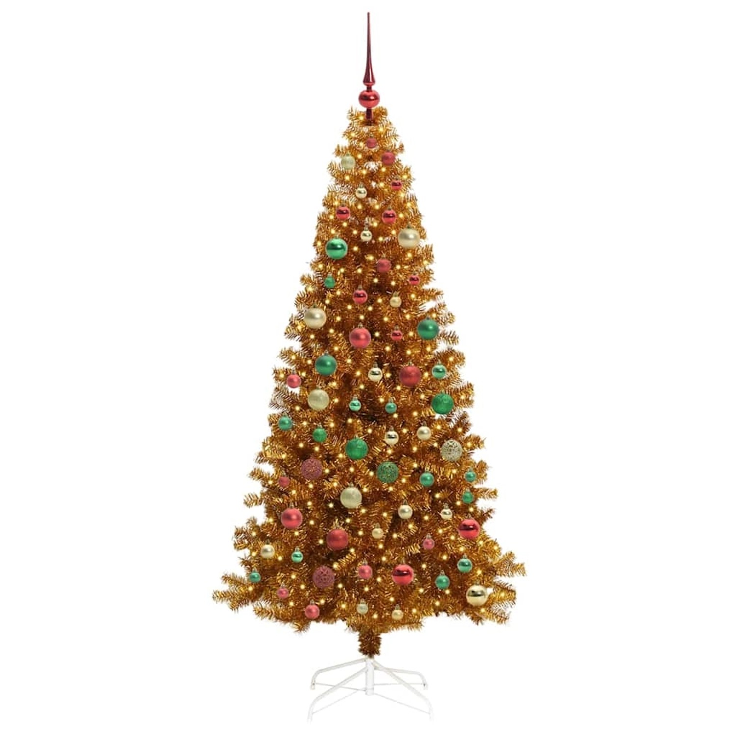 Thumbnail - vidaXL Weihnachtsbaum mit 300 LEDs mit Ständer Gold 210 cm PET 3396642