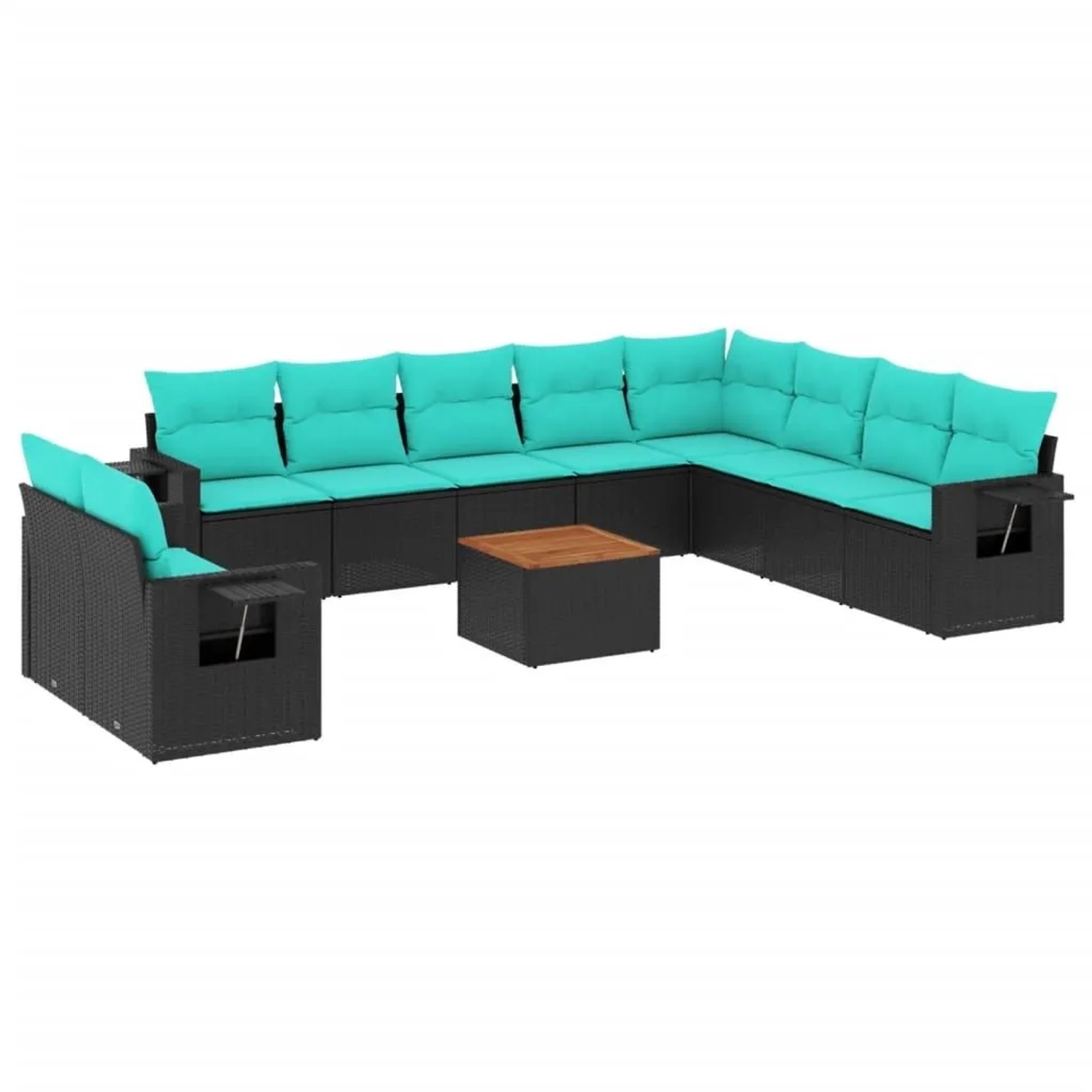 vidaXL 11-Tlg Gartensofa-Set mit Kissen Schwarzes Polyrattan 3224636 günstig online kaufen