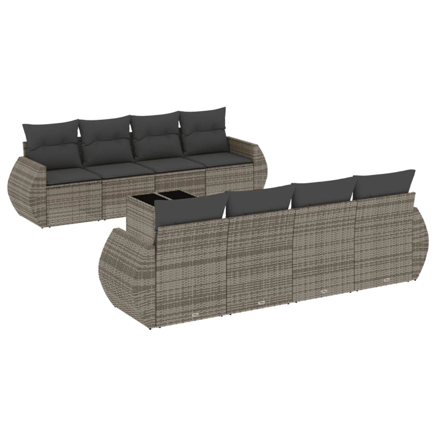 vidaXL 9-Tlg Garten-Sofagarnitur mit Kissen Grau Poly Rattan 3253487 günstig online kaufen