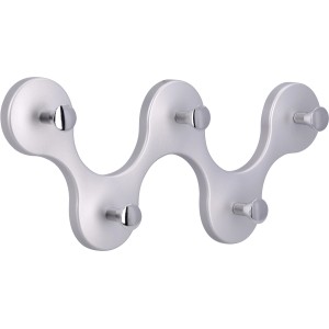 Siro Garderobenleiste mit 5 Haken, Kunststoff in Aluminium/Chrom Optik, 248mm lang.