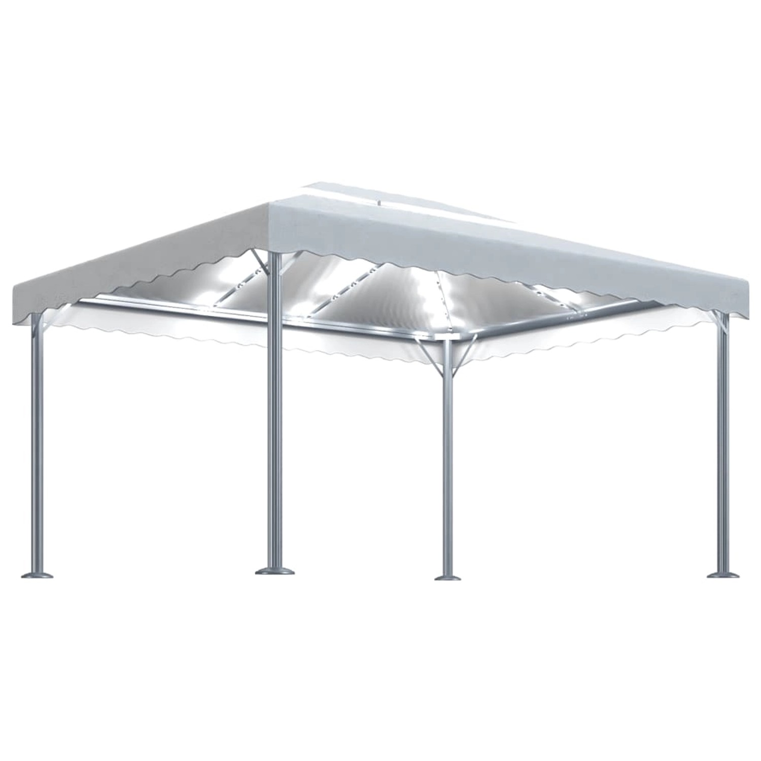 vidaXL Pavillon mit LED-Lichterkette 400x300 cm CremeWeiß Aluminium