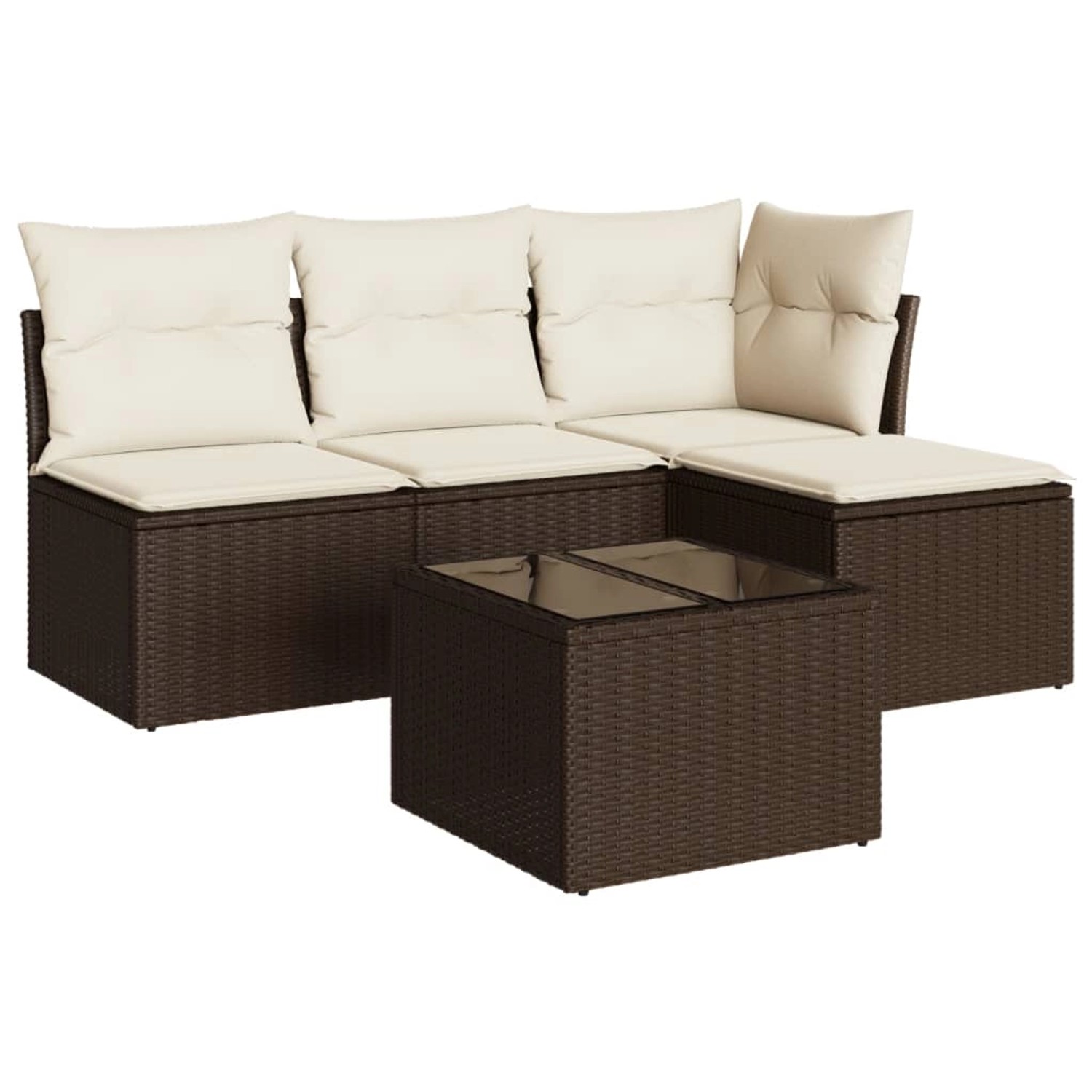 vidaXL 5-Tlg Garten-Sofagarnitur mit Kissen Braun Poly Rattan 3217513 günstig online kaufen