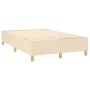 Cremefarbenes vidaXL Boxspringbett 120x200 cm mit Holzfüßen und Lattenrost.