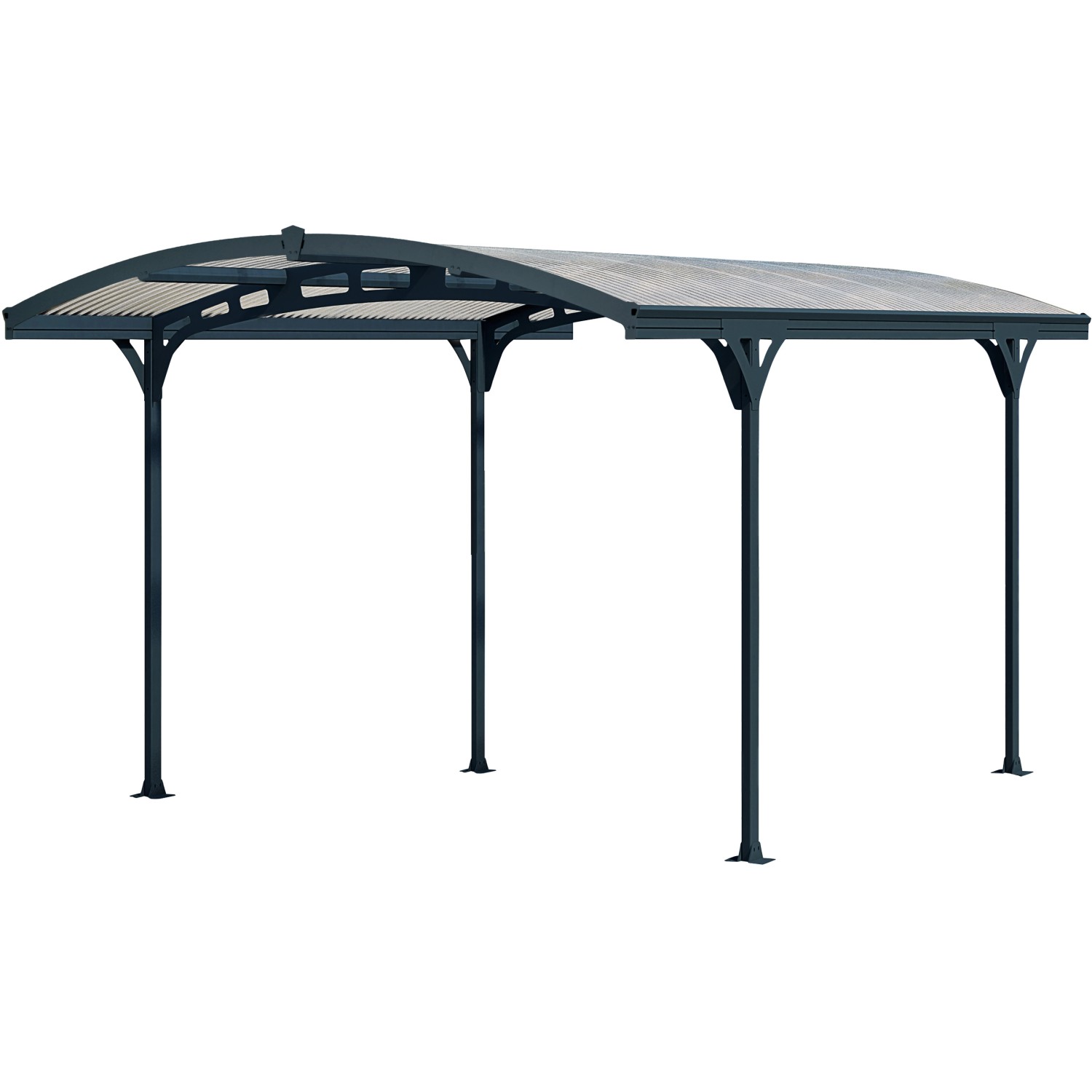 Palram Einzelcarport Atlas Aluminium mit Bogen 495 cm x 288 cm Basaltgrau