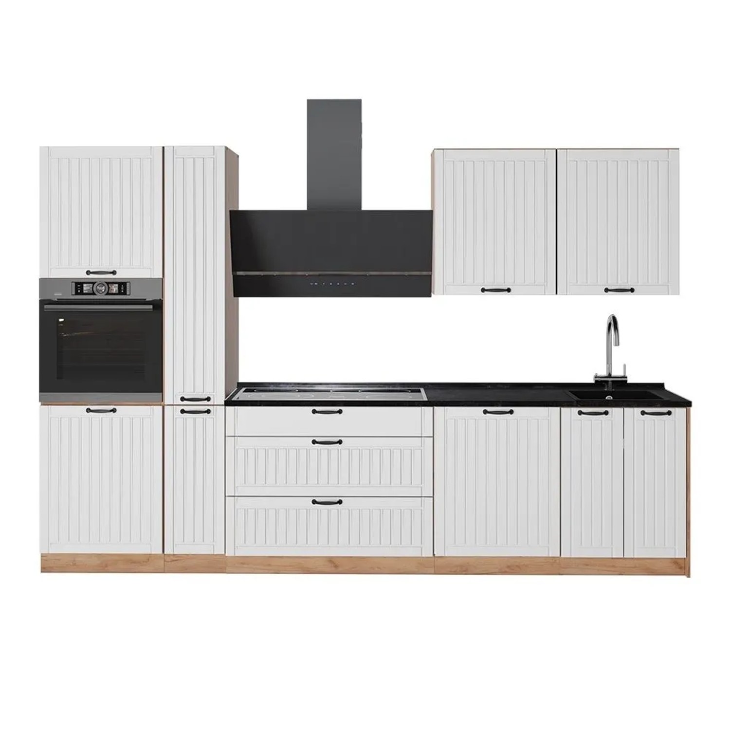 Vicco Küchenzeile Fame-Line Weiß Landhaus/Goldkraft Eiche 310 x 207 AP Anthrazit Art Nr 64312