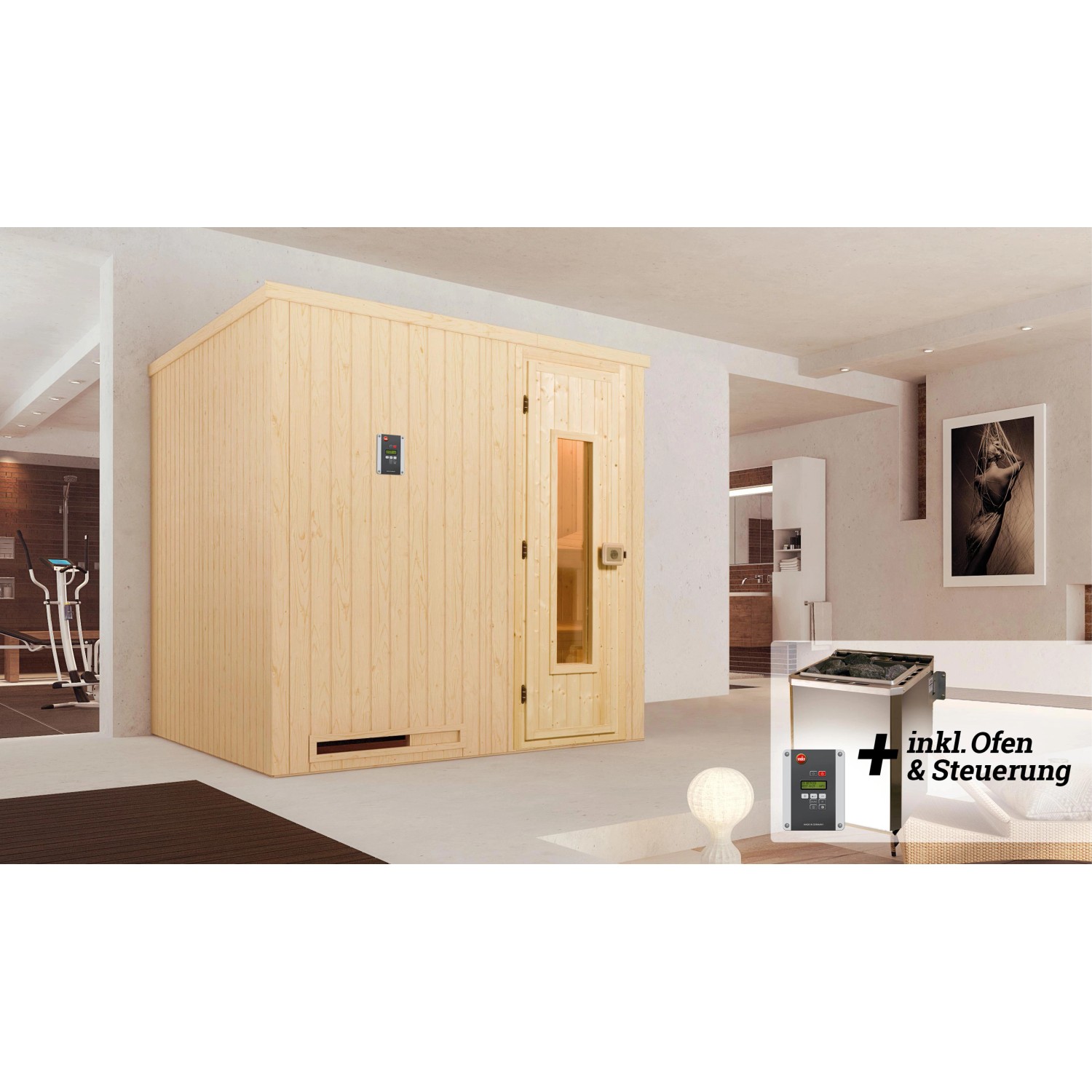 Weka Elementsauna Halmstad 2 Sparset 7,5 kW BioS digi. Steuerung Massivholz günstig online kaufen