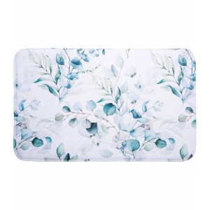 SANILO Badteppich Eukalyptus, 70x110 cm, mit floralem Muster in Grün- und Blautönen.
