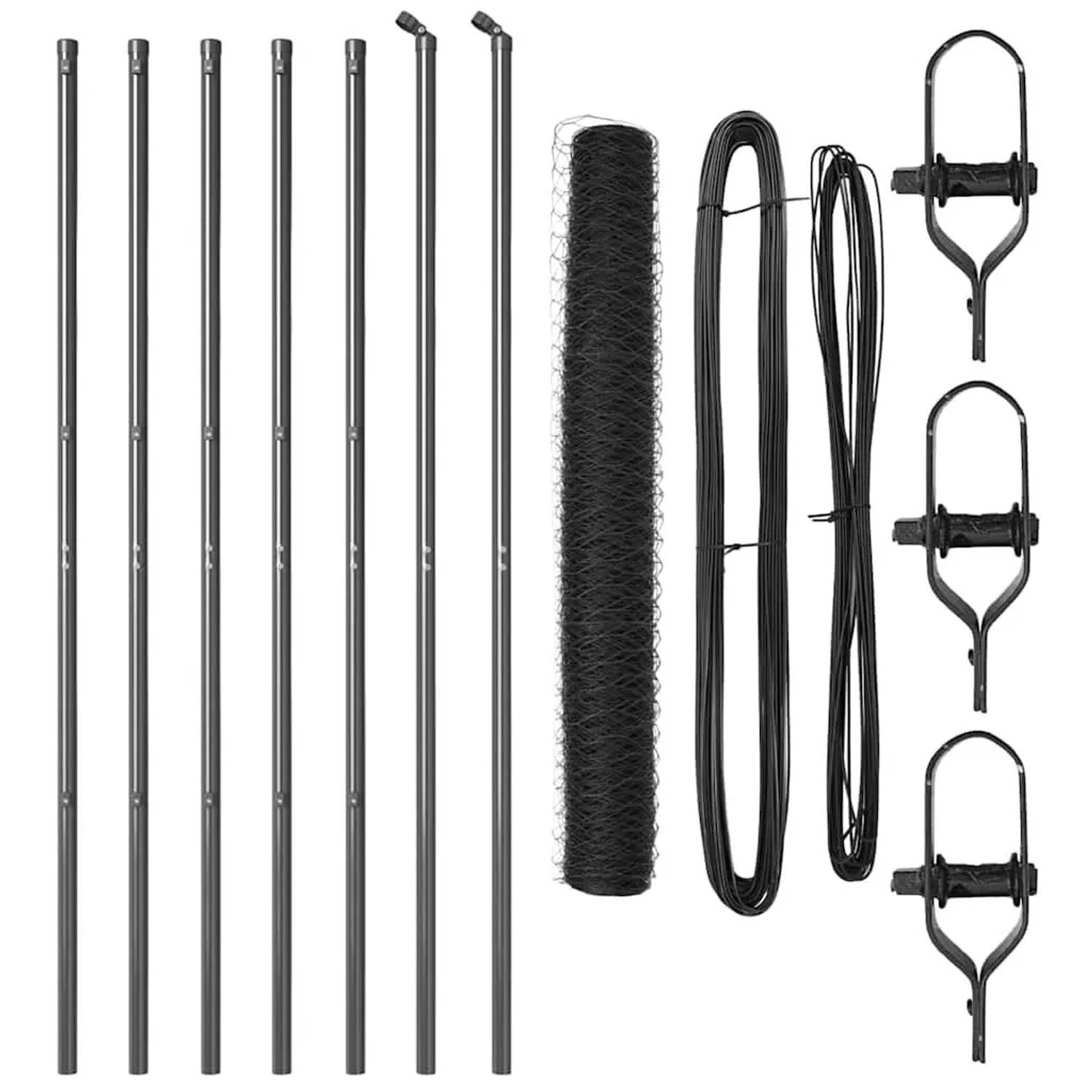 vidaXL Zaunpfosten Grau 10 x 1,4 m 36 mm Maschenweite Stahl und PVC 3352787 günstig online kaufen